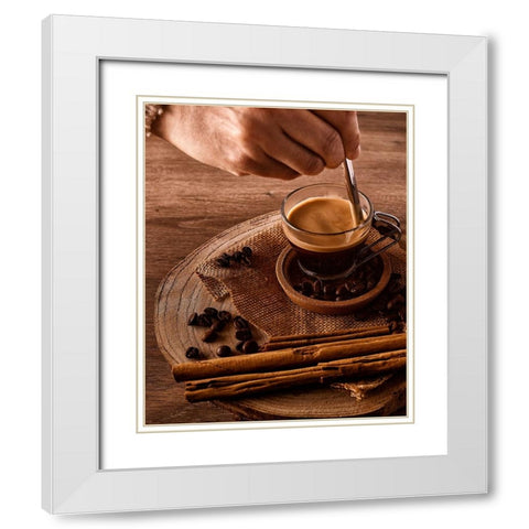 Coffe White Modern Wood Framed Art Print with Double Matting by Del Puerto, Javier