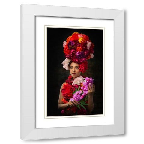 Flower Queen White Modern Wood Framed Art Print with Double Matting by Banerjee, Nilendu