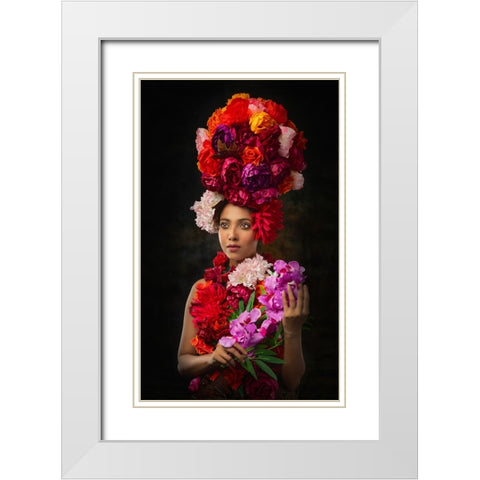 Flower Queen White Modern Wood Framed Art Print with Double Matting by Banerjee, Nilendu