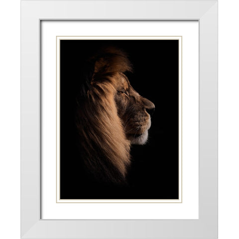 Sleeping King White Modern Wood Framed Art Print with Double Matting by Schade, Peter