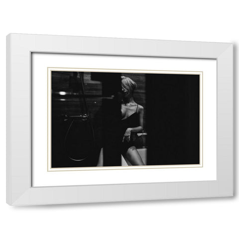 Onna White Modern Wood Framed Art Print with Double Matting by Ishikura, Takaaki