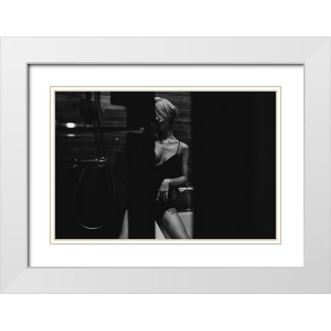 Onna White Modern Wood Framed Art Print with Double Matting by Ishikura, Takaaki