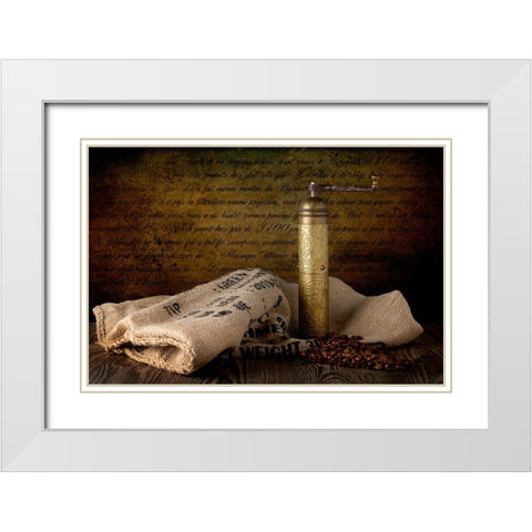 Still Life With Mocha Grinder White Modern Wood Framed Art Print with Double Matting by Richter, Regine