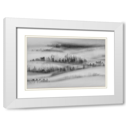 Autumn Impresions White Modern Wood Framed Art Print with Double Matting by Kuric Ep, Marian