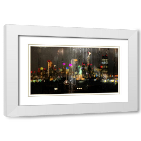 Wet Glass Manhattan view White Modern Wood Framed Art Print with Double Matting by Shpek, Andrey