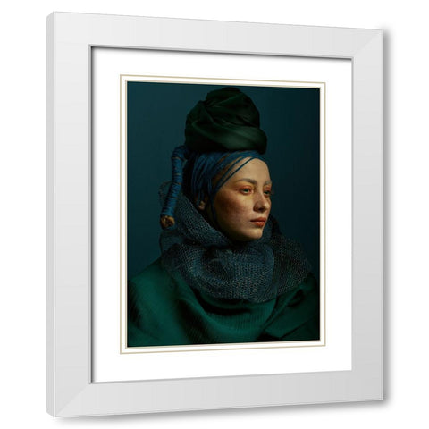 Mina White Modern Wood Framed Art Print with Double Matting by Shiki, Shizuo