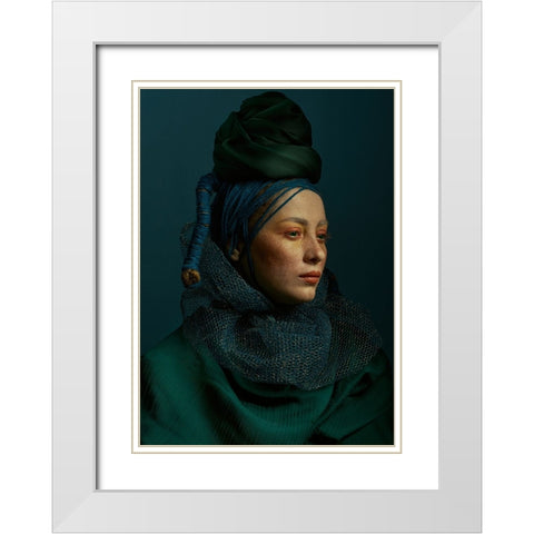 Mina White Modern Wood Framed Art Print with Double Matting by Shiki, Shizuo