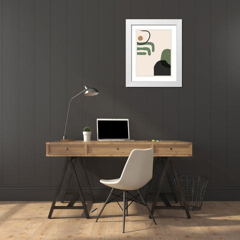 Abstract composition 7 White Modern Wood Framed Art Print with Double Matting by NKTN