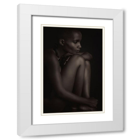 Pensive White Modern Wood Framed Art Print with Double Matting by Slotboom, Jan
