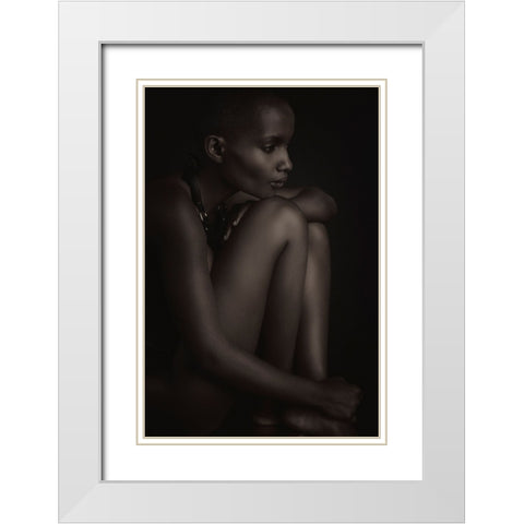 Pensive White Modern Wood Framed Art Print with Double Matting by Slotboom, Jan
