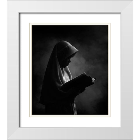 Ramadan Diary White Modern Wood Framed Art Print with Double Matting by Act, Djeff
