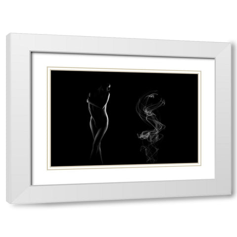 Noir White Modern Wood Framed Art Print with Double Matting by Das, Prithul