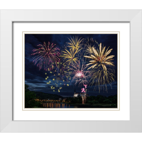 celebration White Modern Wood Framed Art Print with Double Matting by Rosenkrancova, Ilona