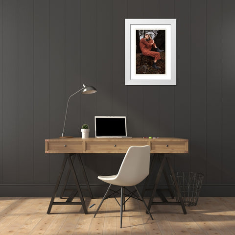 Riko White Modern Wood Framed Art Print with Double Matting by Aoyama, Koichi