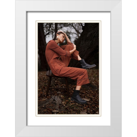 Riko White Modern Wood Framed Art Print with Double Matting by Aoyama, Koichi