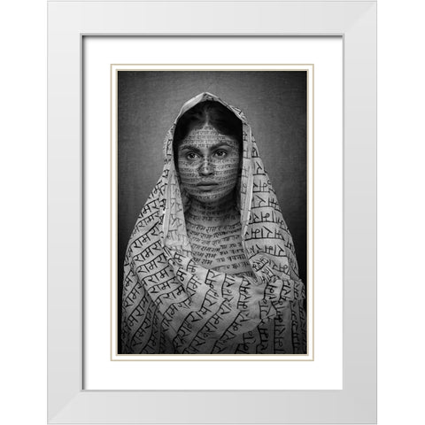 RAMNAMI TRIBAL WOMAN White Modern Wood Framed Art Print with Double Matting by Bhattacharyya, Partha