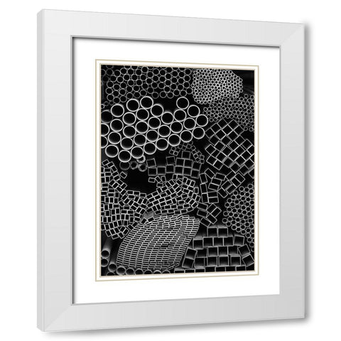 Shape White Modern Wood Framed Art Print with Double Matting by Dong Hee, Han