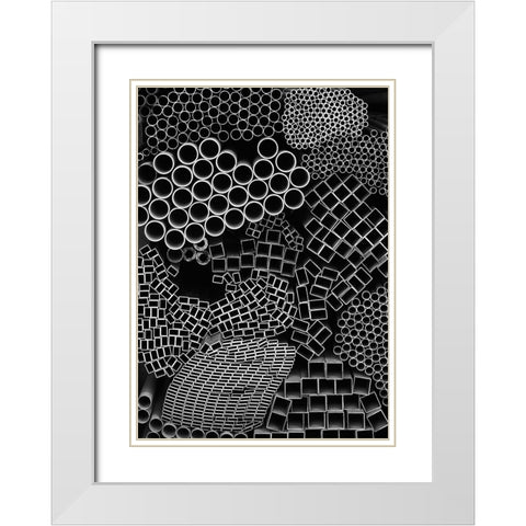 Shape White Modern Wood Framed Art Print with Double Matting by Dong Hee, Han