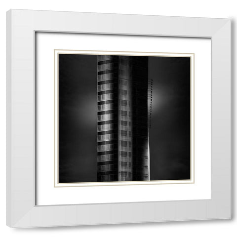 Building White Modern Wood Framed Art Print with Double Matting by Di Sebastiano, Pietrino