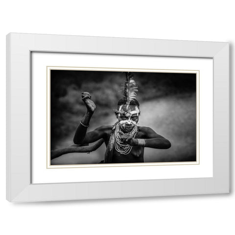 Vudu Caro Woman White Modern Wood Framed Art Print with Double Matting by Yosifov, Svetlin