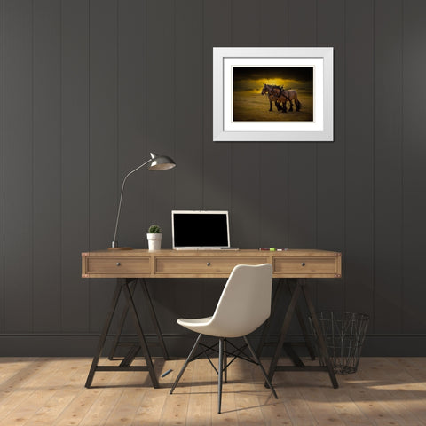 Horse III White Modern Wood Framed Art Print with Double Matting by Philippe, Laruelle