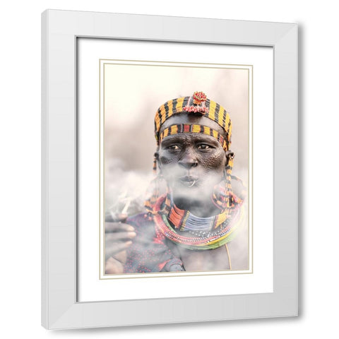 Jiye tribeswoman White Modern Wood Framed Art Print with Double Matting by Cole, Trevor