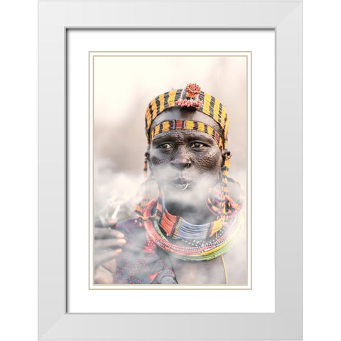 Jiye tribeswoman White Modern Wood Framed Art Print with Double Matting by Cole, Trevor