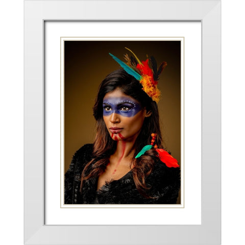 Mexican Tribe Beauty White Modern Wood Framed Art Print with Double Matting by Chattopadhyay, Debasish