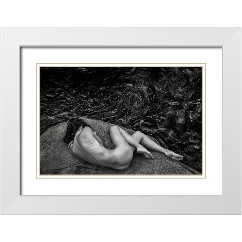 Black Gold White Modern Wood Framed Art Print with Double Matting by Mannini, Roberto