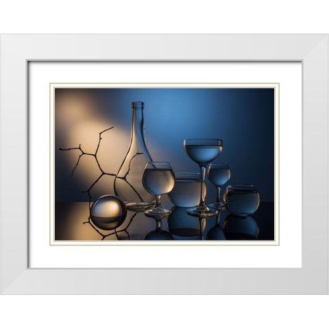 From The Series Qexperiments With Glassq White Modern Wood Framed Art Print with Double Matting by Popov, Evgeniy