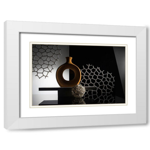 From The Series Qthree Colorsq White Modern Wood Framed Art Print with Double Matting by Popov, Evgeniy