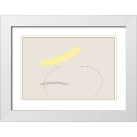 Touch Of Yellow White Modern Wood Framed Art Print with Double Matting by Uplusmestudio