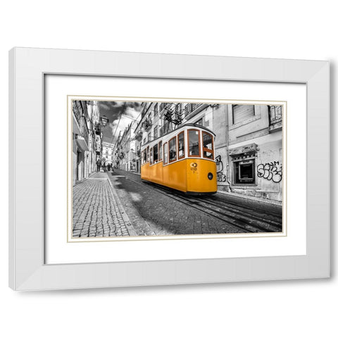 Funicular Bairro Alto White Modern Wood Framed Art Print with Double Matting by Kreiten, Mike