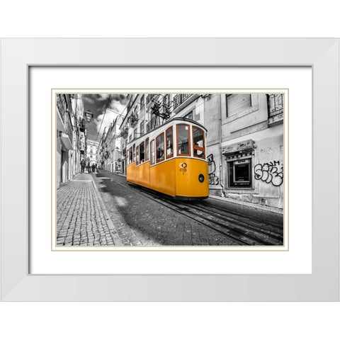 Funicular Bairro Alto White Modern Wood Framed Art Print with Double Matting by Kreiten, Mike