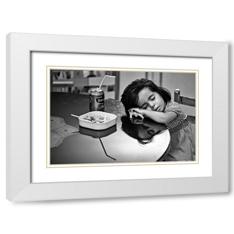 After Dinner White Modern Wood Framed Art Print with Double Matting by Momeni, Mohammadreza