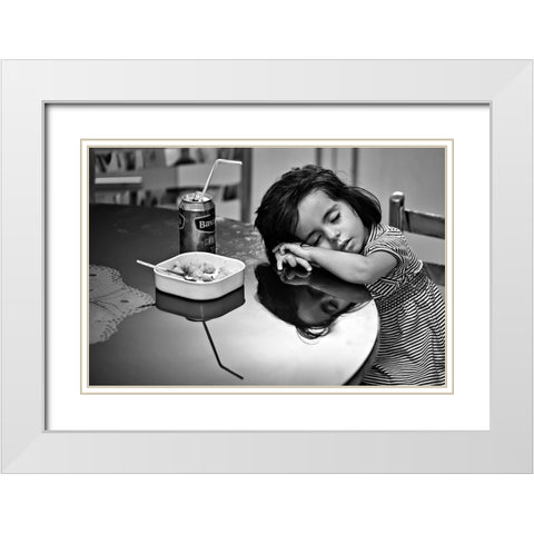 After Dinner White Modern Wood Framed Art Print with Double Matting by Momeni, Mohammadreza