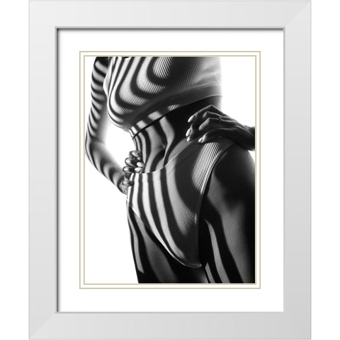 Zebra White Modern Wood Framed Art Print with Double Matting by Anton, Rostovskiy