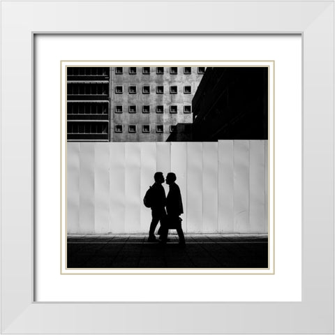 Air Kiss White Modern Wood Framed Art Print with Double Matting by Fujii, Yuzo