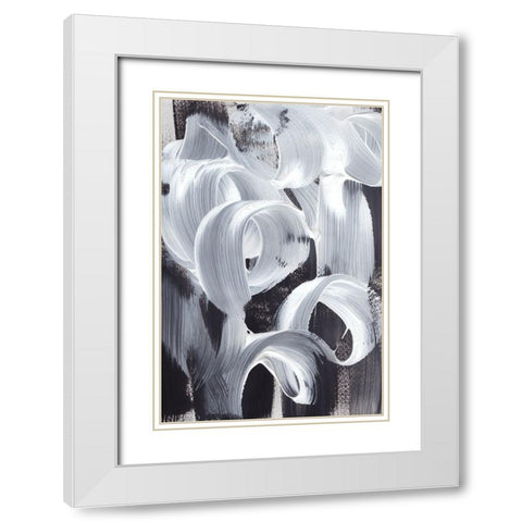 Abstract Loops White Modern Wood Framed Art Print with Double Matting by Uplusmestudio
