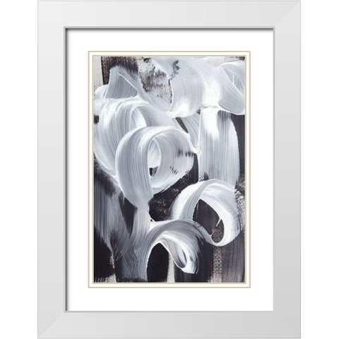 Abstract Loops White Modern Wood Framed Art Print with Double Matting by Uplusmestudio