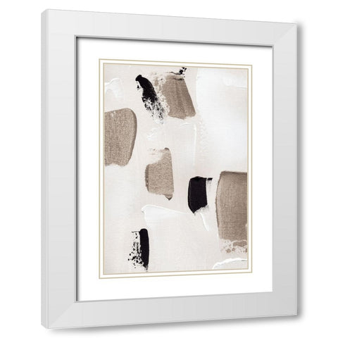Abstract Swipes No 1 White Modern Wood Framed Art Print with Double Matting by Uplusmestudio