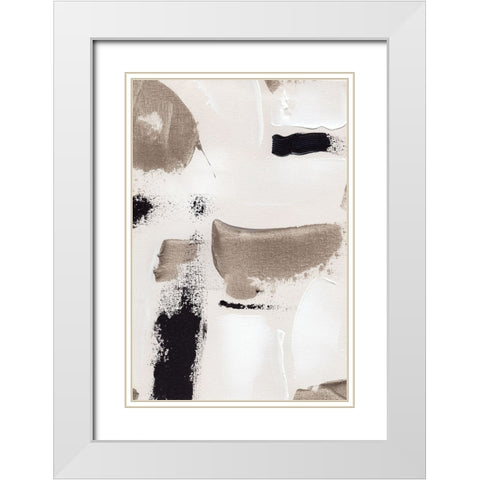 Abstract Swipes No 2 White Modern Wood Framed Art Print with Double Matting by Uplusmestudio