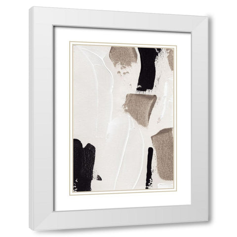 Abstract Swipes No 3 White Modern Wood Framed Art Print with Double Matting by Uplusmestudio