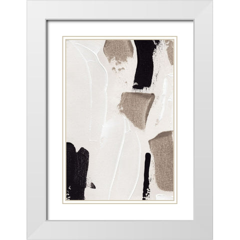 Abstract Swipes No 3 White Modern Wood Framed Art Print with Double Matting by Uplusmestudio