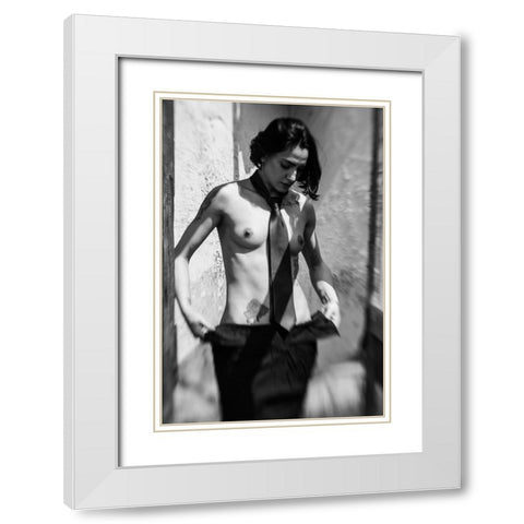 Untitled White Modern Wood Framed Art Print with Double Matting by Bousca, Bogdan