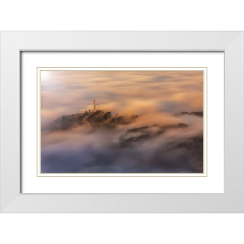 In The Fogs White Modern Wood Framed Art Print with Double Matting by Qiu, Jenny