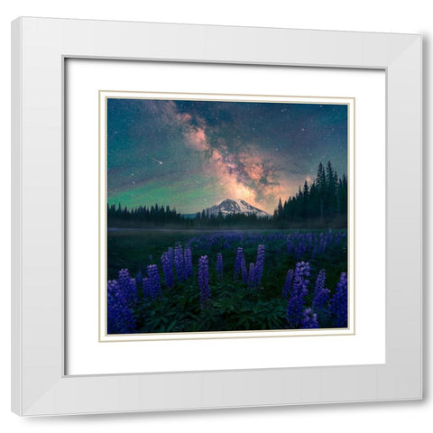 Night At The Adams White Modern Wood Framed Art Print with Double Matting by Bandyopadhyay, Atanu