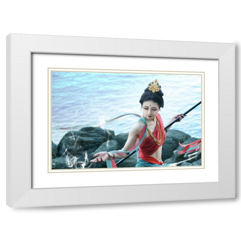 breeze White Modern Wood Framed Art Print with Double Matting by Suemasa, Hiroaki