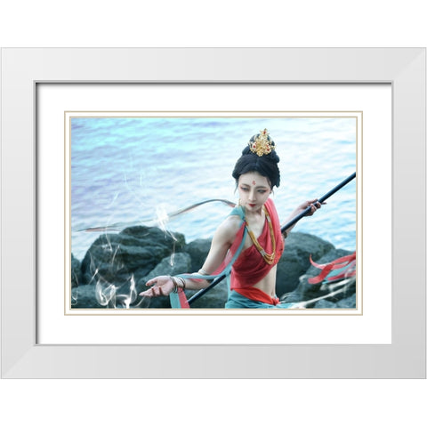 breeze White Modern Wood Framed Art Print with Double Matting by Suemasa, Hiroaki