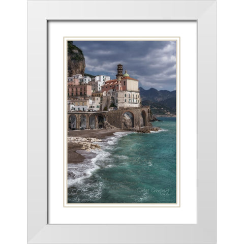 Amalfi White Modern Wood Framed Art Print with Double Matting by Cremades, Carlos